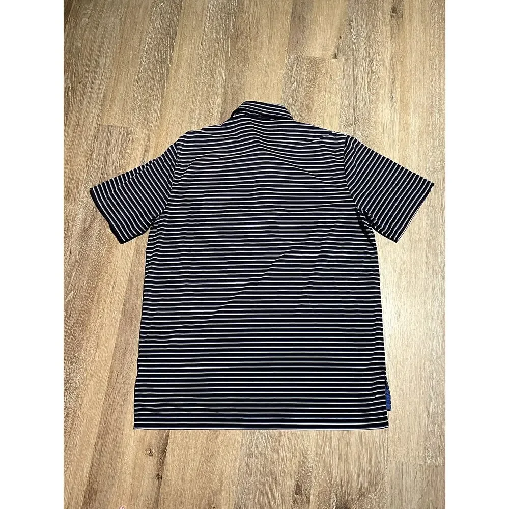 RLX Ralph Lauren Mens M Golf Blue Stripe Polo‎ Wicking Casual EUC